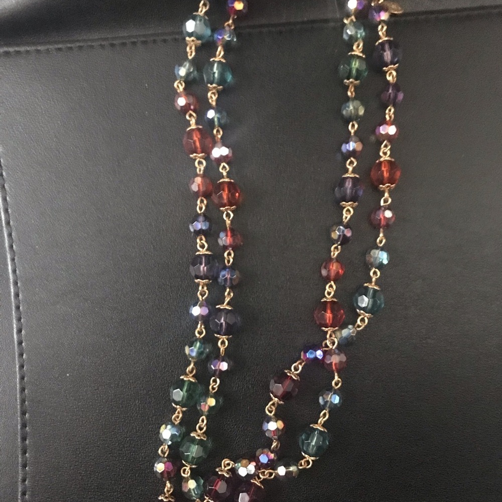Joan Rivers Red and Blue Long Beaded Necklace